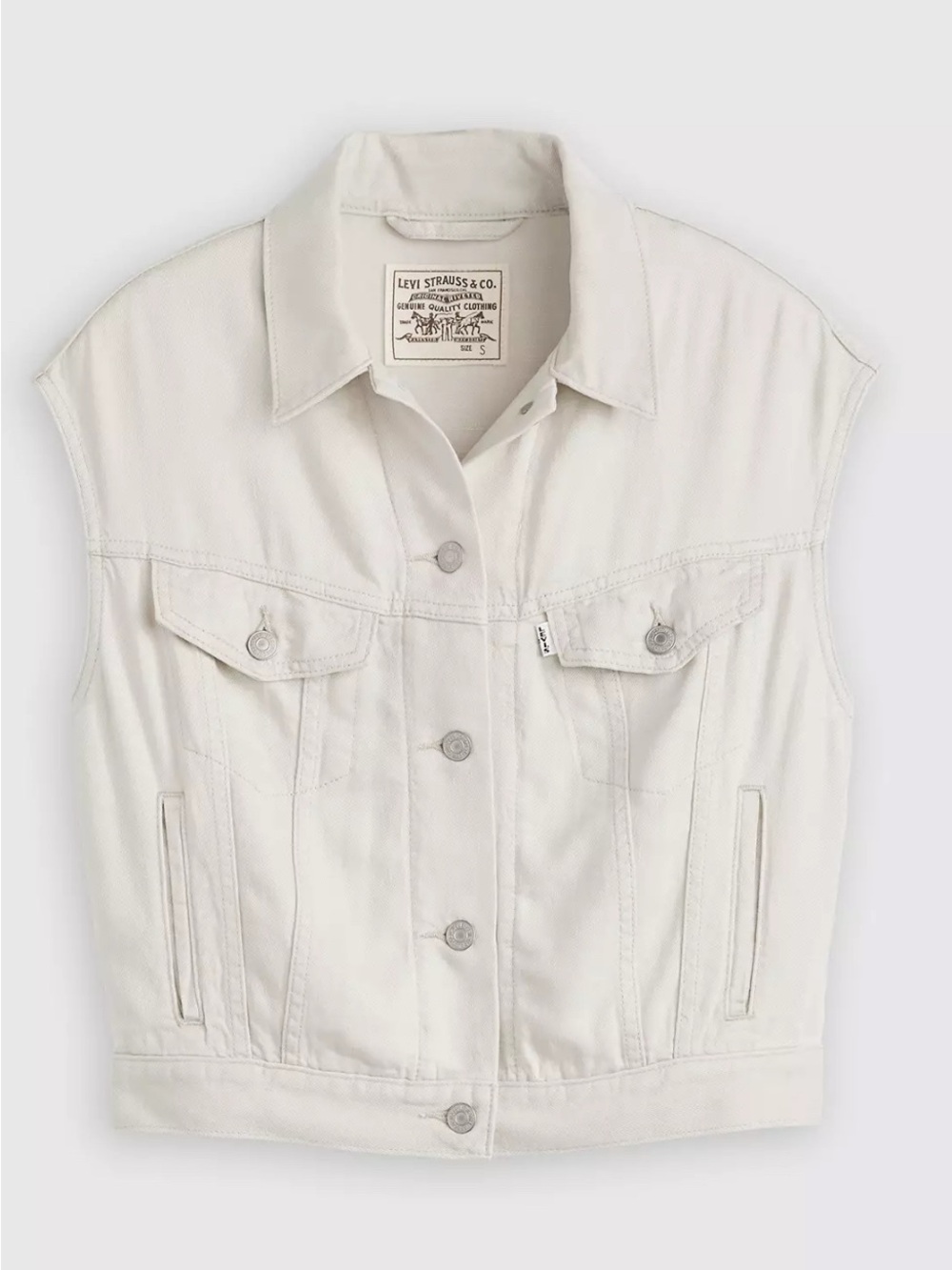 Levi's Women's Off-White Sleeveless Denim Trucker Vest